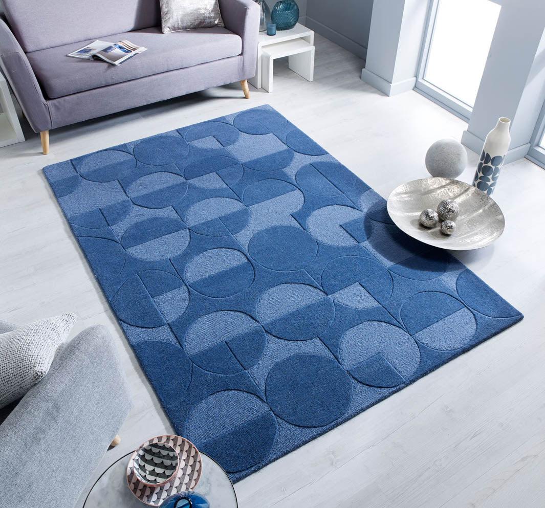 tapis laine bleu pas cher