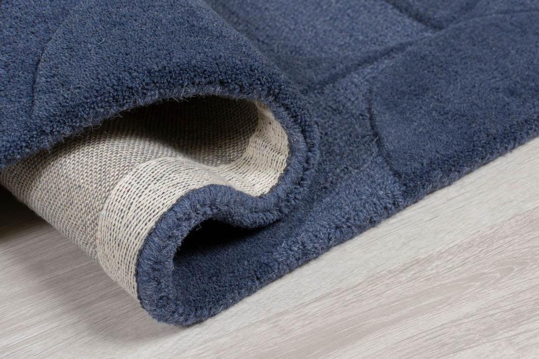 tapis laine bleu pas cher salon