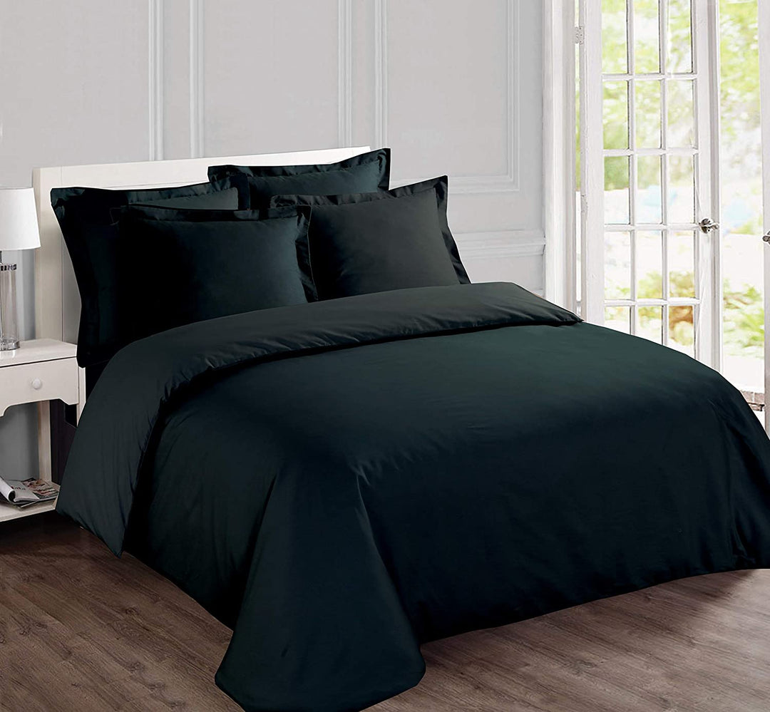 Parure de lit 2 personnes 240x220cm noir 100% coton